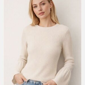 BCBG Cream Bell Sleeved Sweater